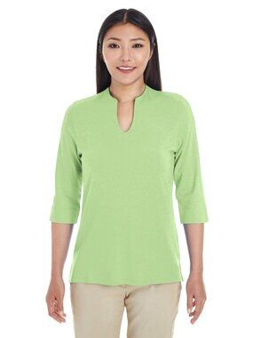 Devon & Jones Ladies' Perfect Fit Tailored Open Neckline Lime Green Top